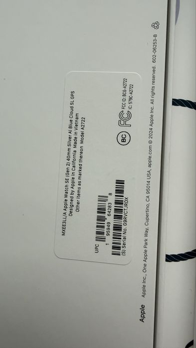 Apple Watch SE 2024 40mm GPS Silver з Blue Cloud Sport Loop