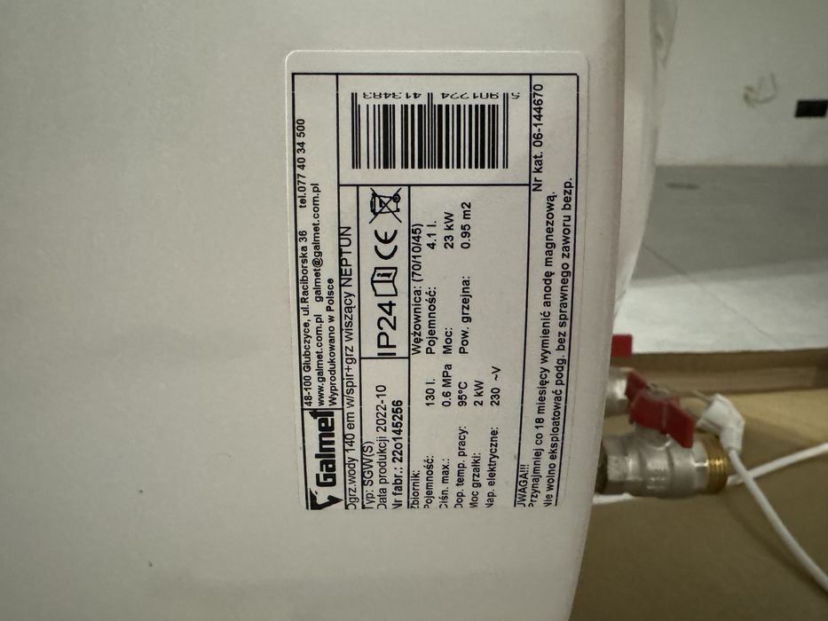 Zbiornik Galmet CWU 140l z wężownica 0,95m2
