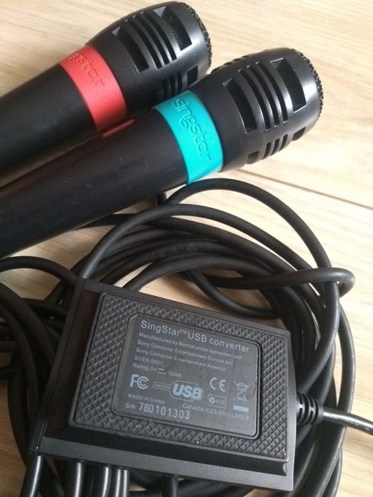 Mikrofony Sing Star, komplet z adapterem, sprawne