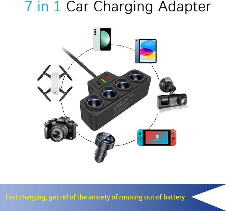 Adapter do zapalniczki samochodowej 12V/24V 4-gniazdowa