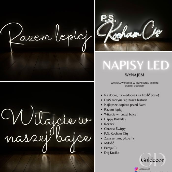 Neon wynajem ścianka dekoracyjna urodziny wesele ślub