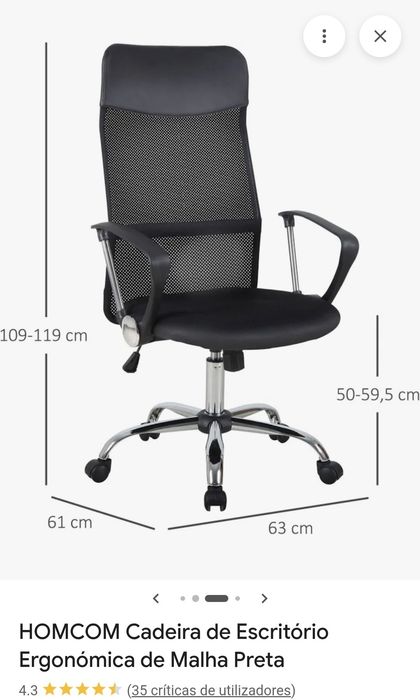 HOMCOM Cadeira de Escritório.