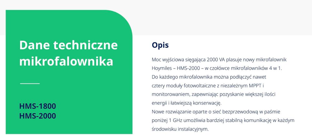 Mikroinwerter HOYMILES HMS2000-4T –2000 VA –4MPPT –4panele –230V –IP67