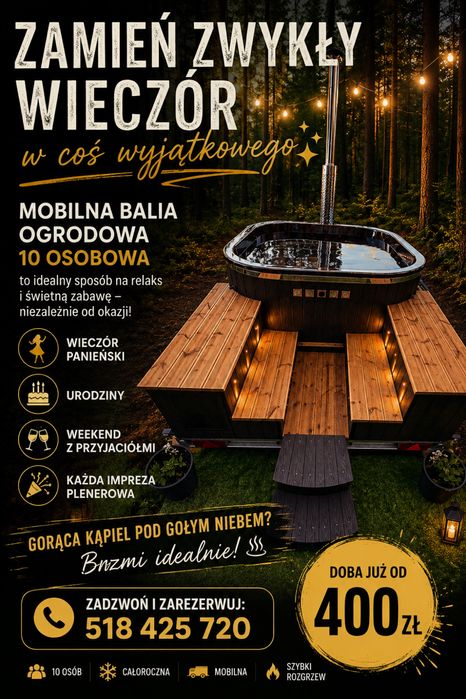 Mobilna balia wypozyczenie balia ogrodowa jacuzzi