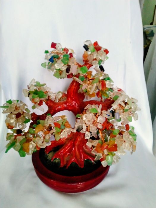 Дерево щастя з самоцвітів - сувенірний оберіг фен-шуй висота 35 см