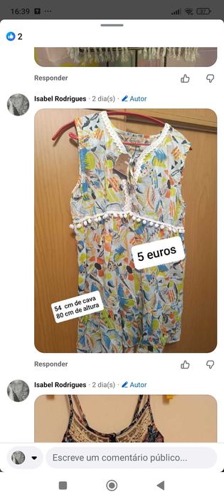 Vestidos de senhora medidas nas fotos