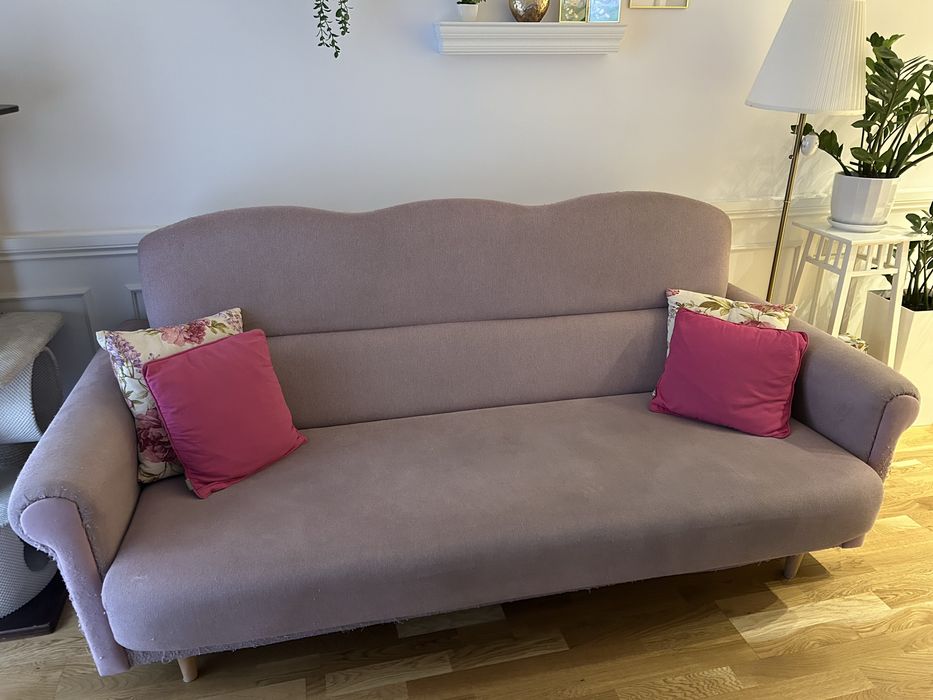 Sofa i fotel brudny róż