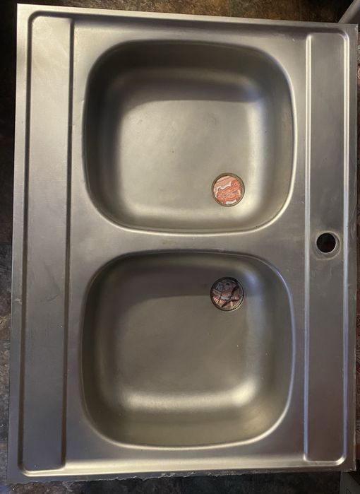Zlewozmywak dwukomorowy nakładany kuchenny stalowy 80x60