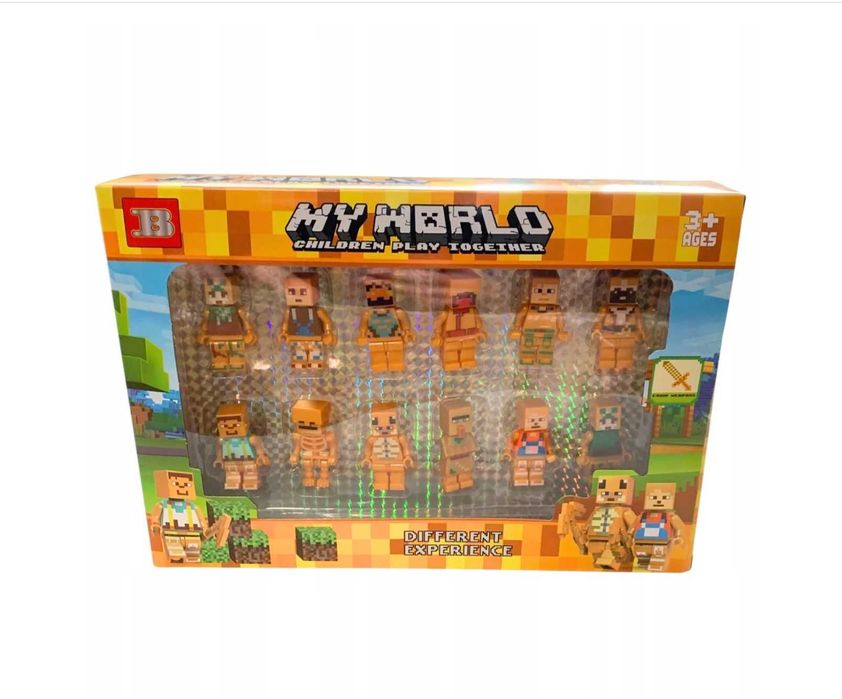 Klocki Ludziki Figurki Zestaw Minecraft plus akcesoria 12 szt