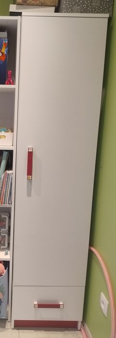Meble dziecięce Meble Tofiko – biało-różowe – szafa + komoda + biurko + szfka pod biurko