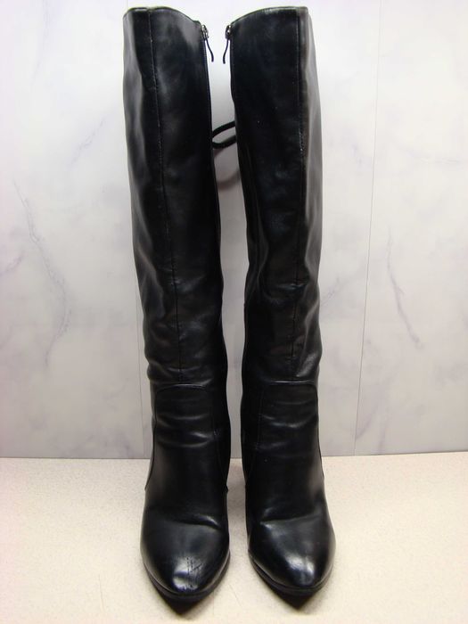 Bawoczka czarne ocieplane kozaki R. 36 damskie do kolana na obcasie