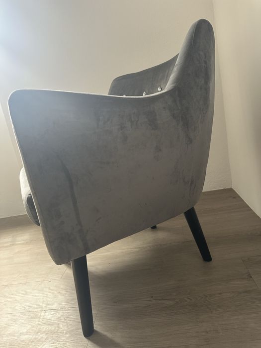 Poltrona cadeirão veludo cinzento DRAMMEN - Beliani