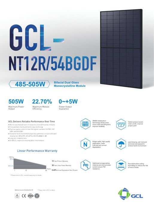 GCL NT12R/54BGDF-505W Full Black Bifacial