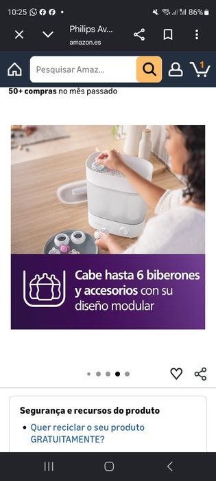 Esterilizador de biberões elétrico Philips Avent