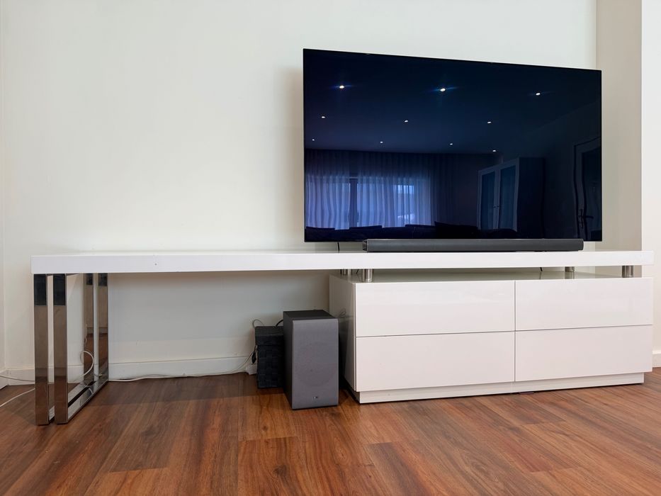 Mobília de sala completa ou Separada - moderna (madeira maciça + mesa + 8 cadeiras + móvel TV)