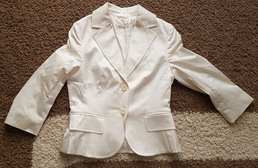 Marynarka r. 38 / M, żakiet, rękaw 3/4, elegancka, podszewka, krem