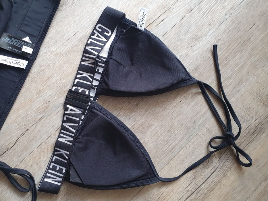 Strój kostium kąpielowy Calvin Klein r. S wiązany czarny oryginalny