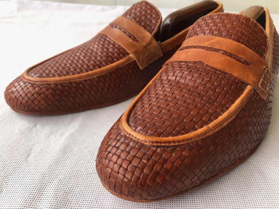 Кожаные лоферы из плетёной кожи Jones Bootmaker (Англия/Италия)