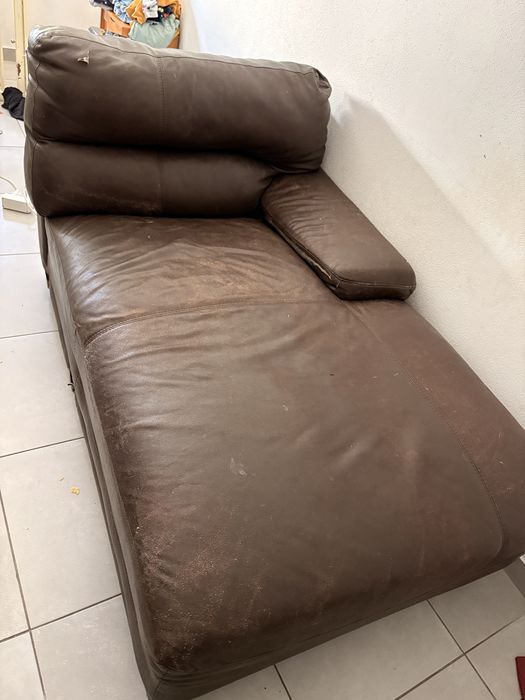 Sofá de canto de couro