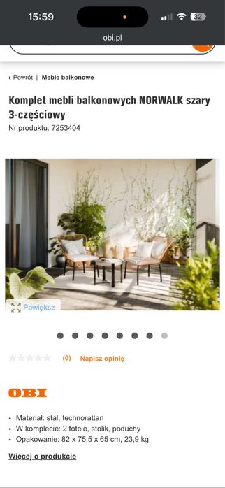 Komplet mebli balkonowych , ogrodowych badz do mieszkania 3 czesciowy