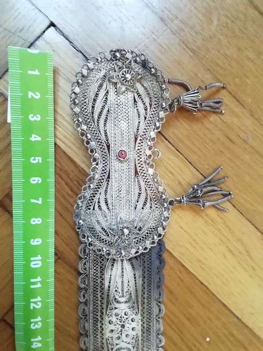 Pas srebrny filigranowy długość ok. 82 cm., wg. 225 g. Rosja , pr. 84