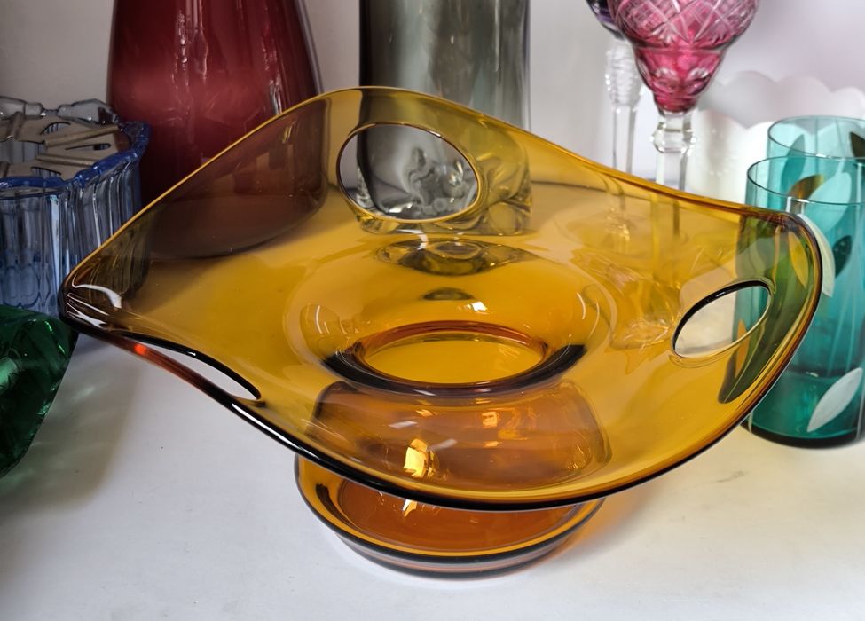 Patera Huta Laura piękne stare kolorowe szkło