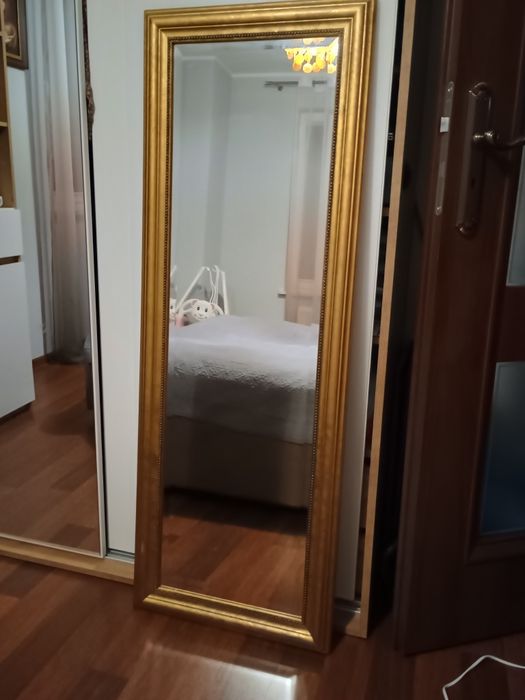 Lustro wiszące ścienne 140 x 50 solidne złote
