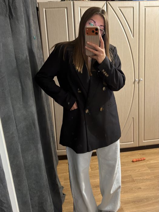 Чорний подовжений oversize піджак | блейзер | жакет
