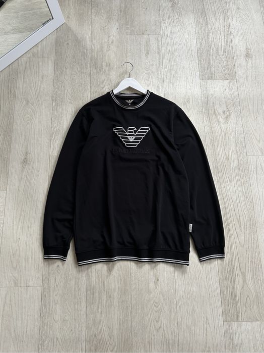 Emporio Armani 7 Center Logo Black Sweat Кофта чорна оригинал чёрная опт EA7