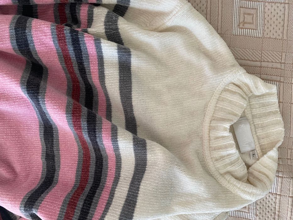 Gruby luźny sweter golf w paski