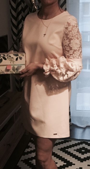 Sukienka mini pudrowa 38/M