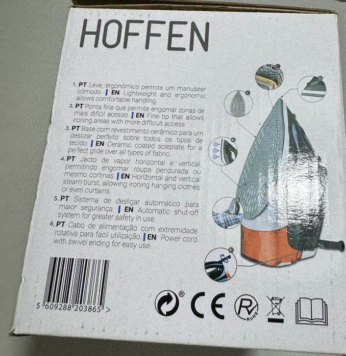 Ferro de engomar a vapor novo.Hoff