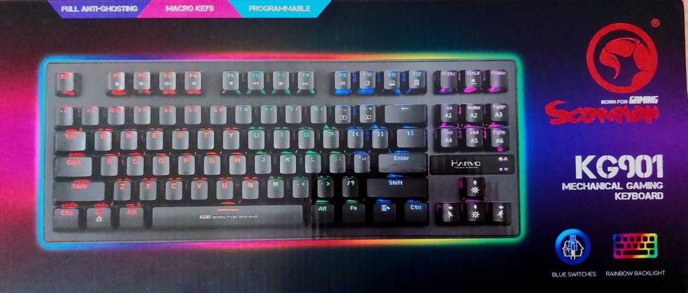 Klawiatura Gamingowa Mechaniczna Marvo KG901, niebieskie przełączniki