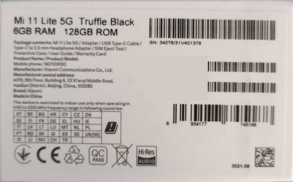 Xiaomi Mi 11 Lite 5G Czarny / Black