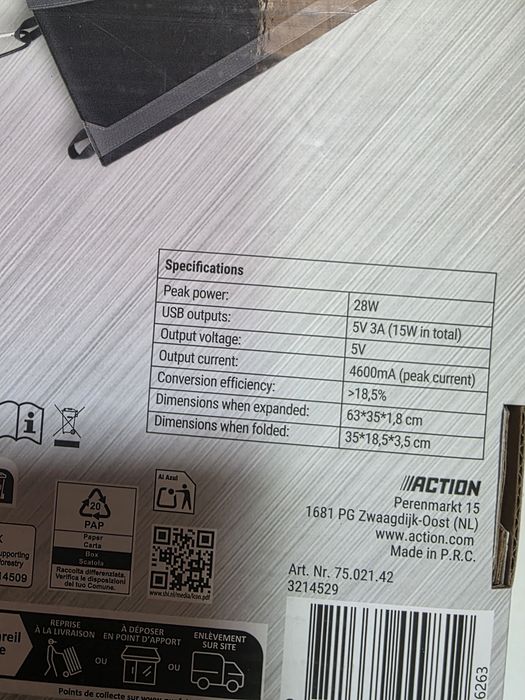 Ładowarka solarna składana Re-load 28W 4600 mAh USB-A USB-C panel słoneczny