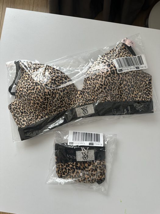 Комплект спідньоі білизни леопард victorias secret 34b 34c s m 75b 75c