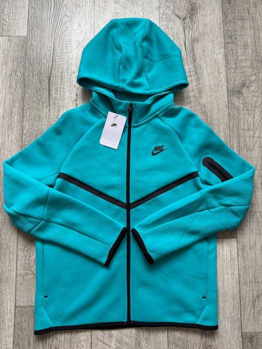 ОРИГІНАЛ! Кофта Nike Tech Fleece Fz L XL Kids Turquoise | HV5867-345