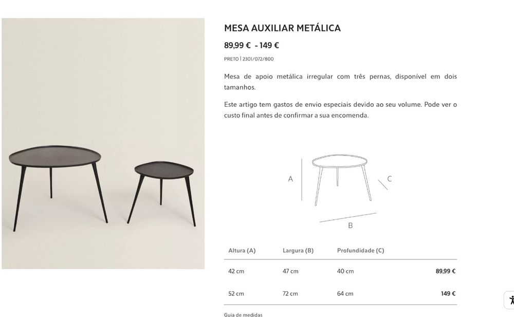 Mesas de apoio zara home