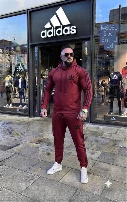 Dres męski Adidas bordowy komplet bluza spodnie XXL