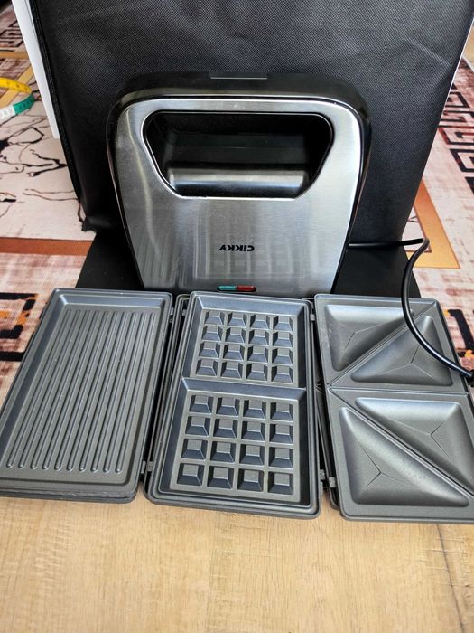 CIKKY opiekacz 3w1 750 W, gofrownica, grill, sandwich maker