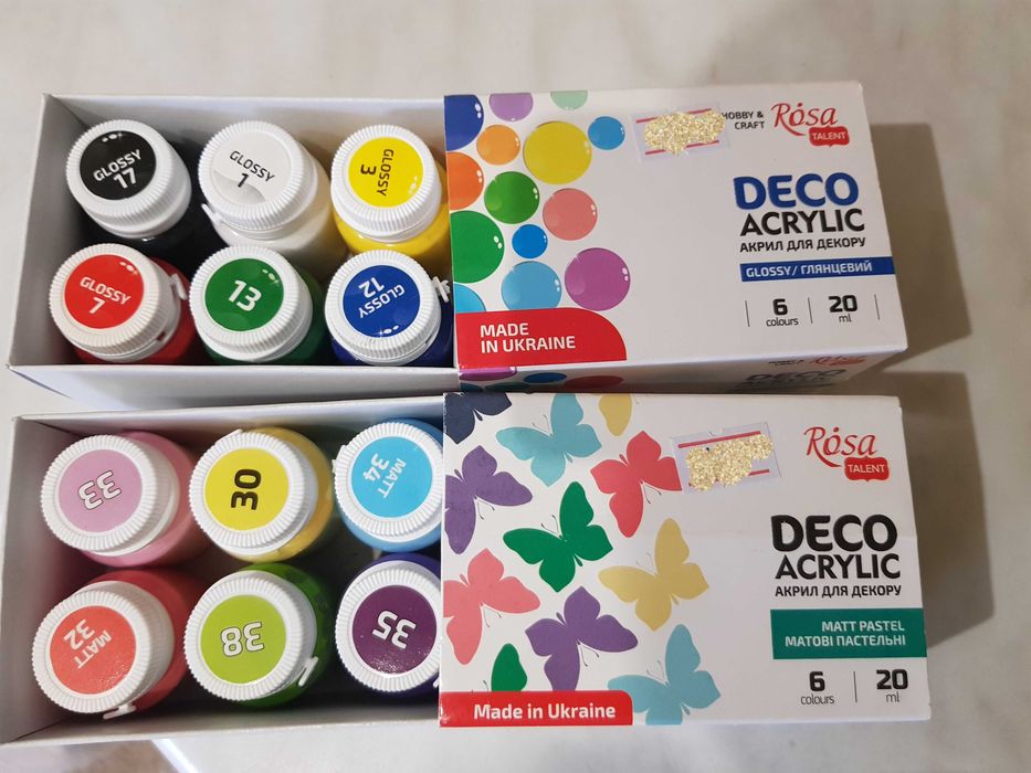 Акрил для декору Deco acrylic Rosa 6 кольор 20мл глянцева матова фарба