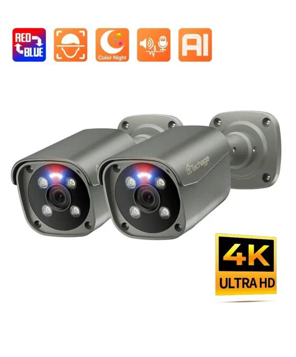Techage 4K 8MP PoE Вулична Двостороння аудіо. H.265