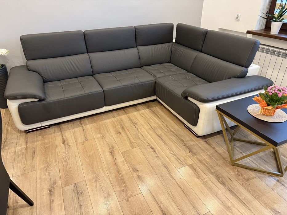 sofa narozna kanapa skaldane zaglowki skorzana