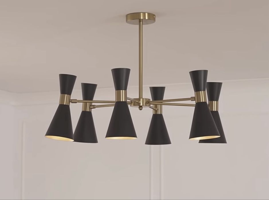 Conjunto de candeeiros NOVOS, estilo industrial preto e dourado