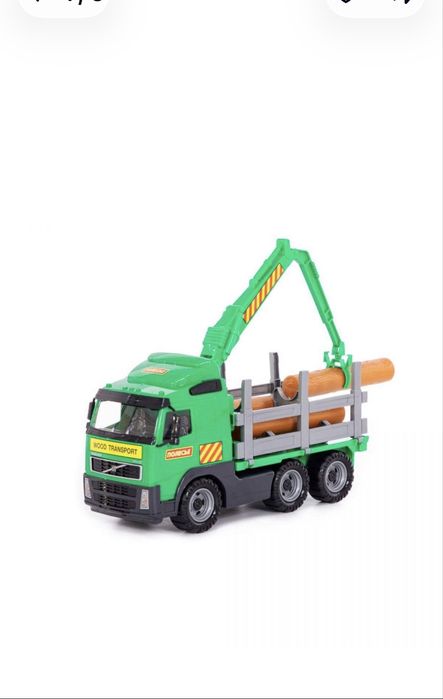 зелений лісовоз із серії PowerTruck / Wader Polesie (Wood Transport) з краном та імітацією колод у кузові
