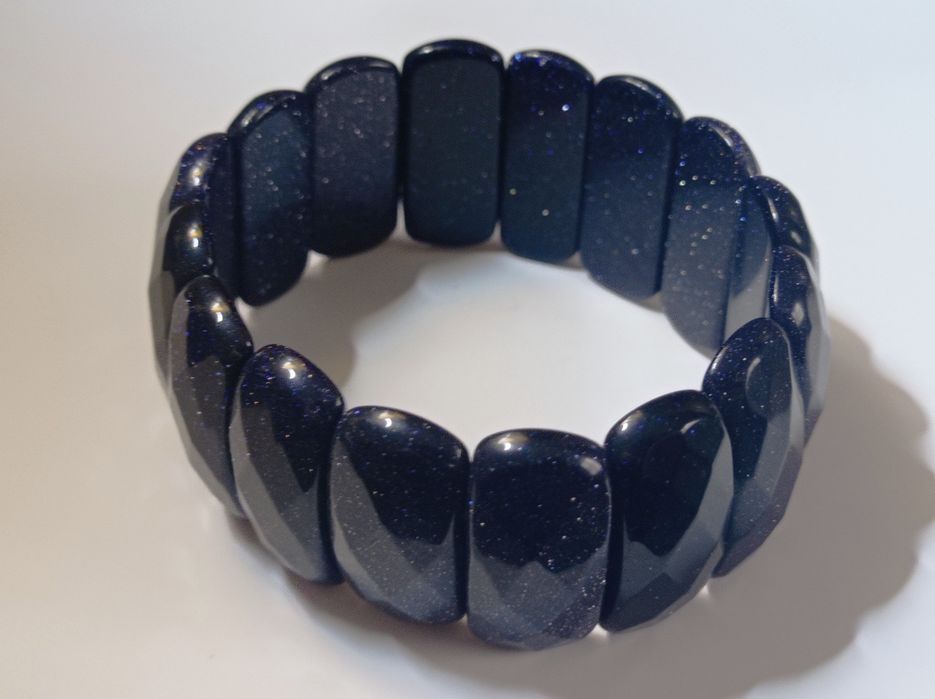 Браслет авантюрин ,синий песок. Высота 3см.