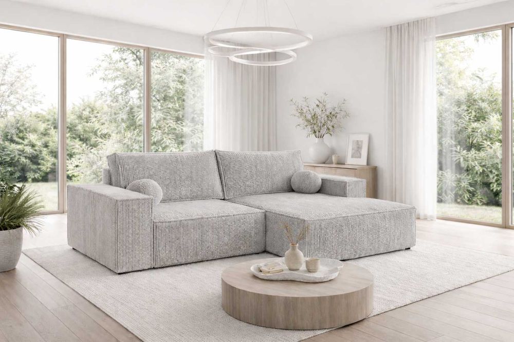 Narożnik rozkładany kanapa COBO L mini 255 cm sztruks funkcja spania