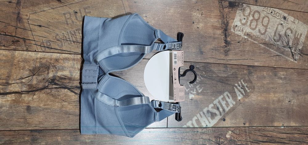 Cudowny szary biustonosz prążek cyrkonie S M