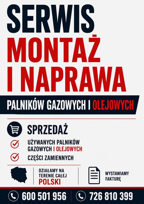 Serwis montaż naprawa palników olejowych gazowych sprzedaż palników i części