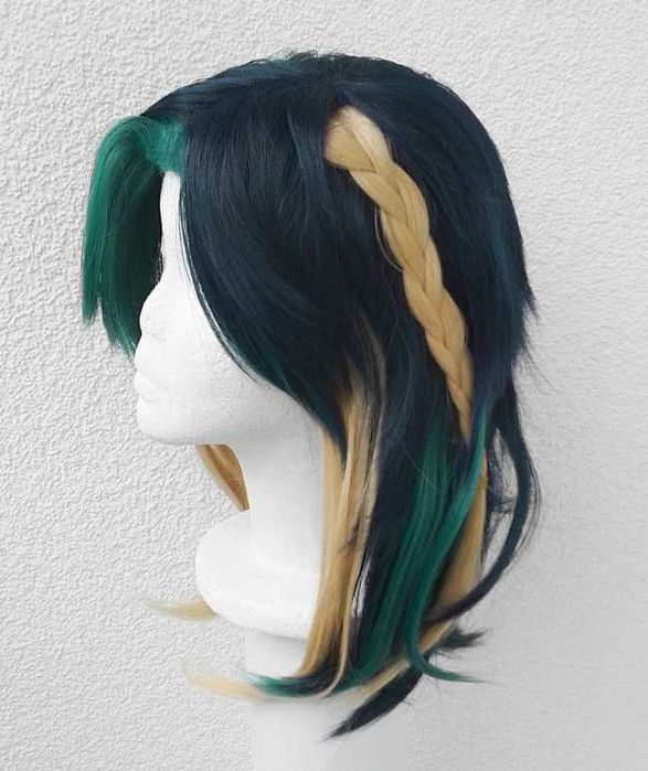 Kinich Genshin Impact cosplay wig niebieska peruka z warkoczami